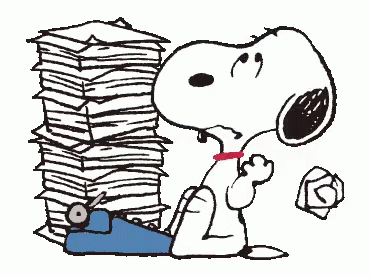Snoopy hard at work at his typewriter
